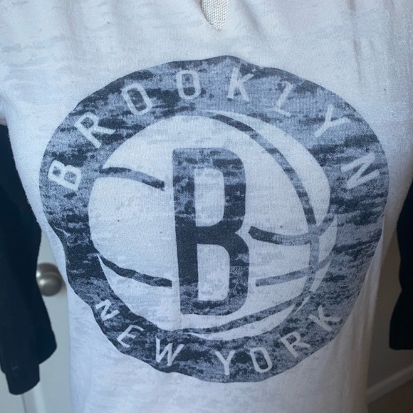 Majestic Threads | Women’s | Brooklyn Basketball Mid Sleeve Baseball T- Shirt - Picture 6 of 13